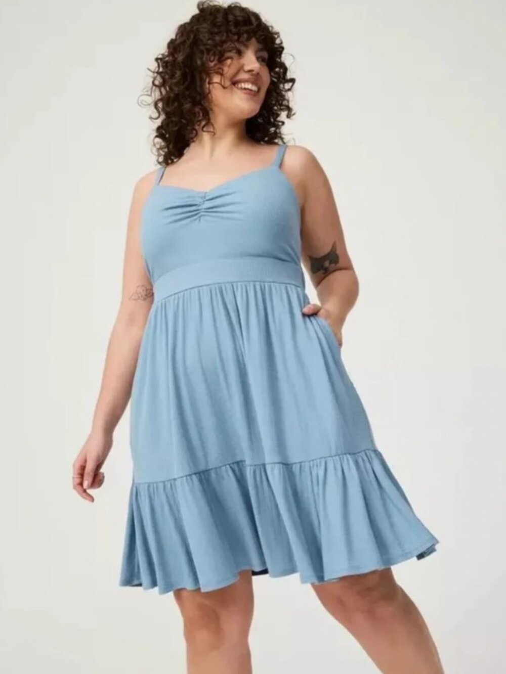 Torrid Size 1X Blue Tie Back Mini Dress